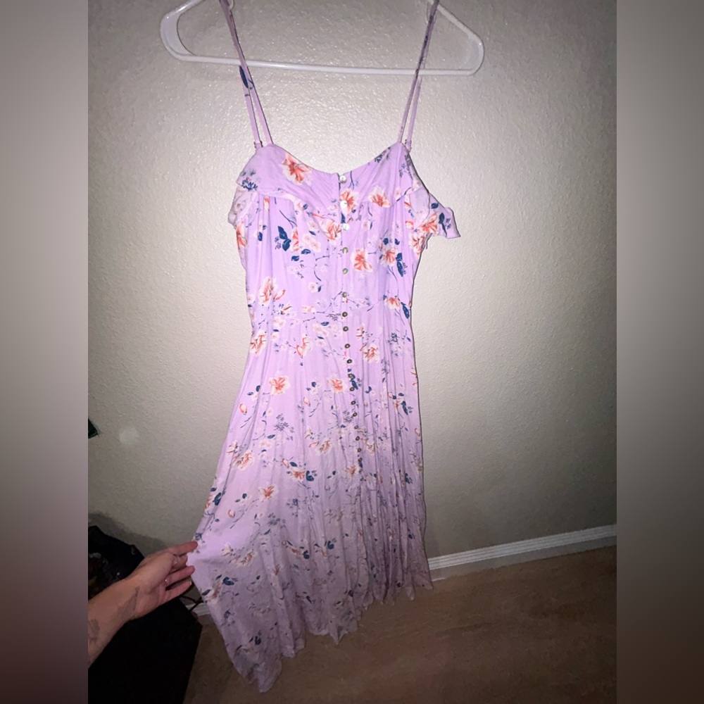 Forever 21 | Light Purple Floral Ruffle Cutout-Back Maxi Dress